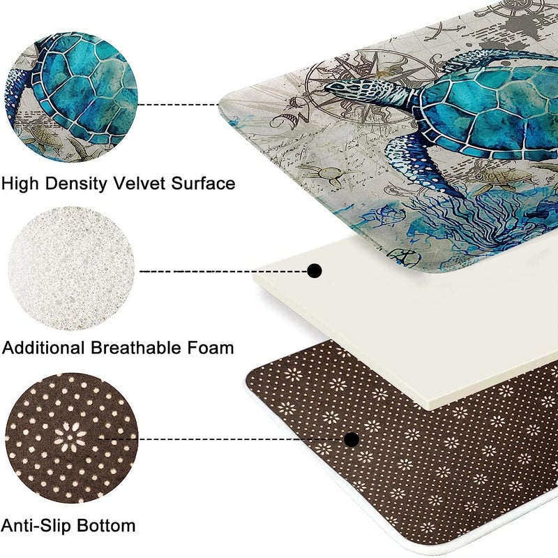 Britimes Bath Mat for Bathroom, Blue Turtle Washable Cover Floor Rug Carpets Floor Mat Bathroom Decorations 16x24 Inches for Kitchen Bedroom Indoor - Image 4